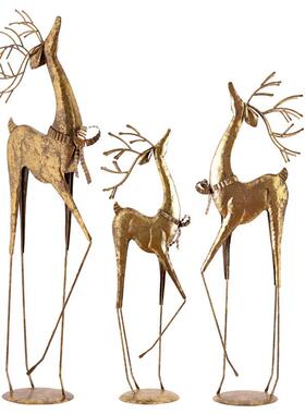 美式复古轻奢鹿落地庭院店铺橱窗客厅电视柜旁玄关装饰工艺大摆件