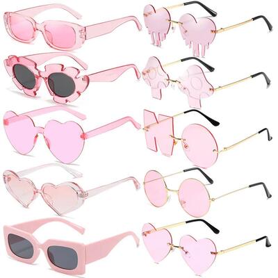 Lovely Pink Color Heart Square Sunglasses Jelly Color Sun Gl
