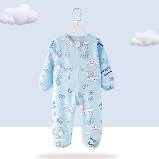 儿童连体罩衣秋冬季男童宝宝画画防水防脏婴儿爬行爬爬服女童外穿