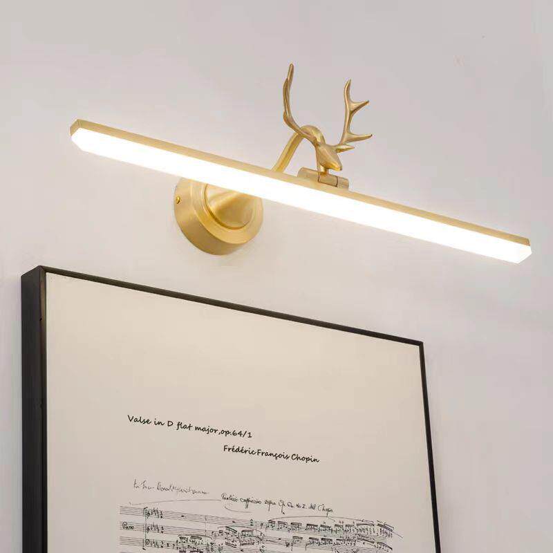 美式全铜镜前灯led浴室卫生间卧室简约现代镜画灯镜柜展示铜壁灯