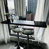 简约实木克力亚吧台桌闲高脚窄轻桌透明悬浮靠墙阳台吧台桌休NAE