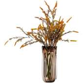 现代轻奢花瓣琥珀色花瓶摆件北欧高档简约客厅餐桌软装 饰花器 装