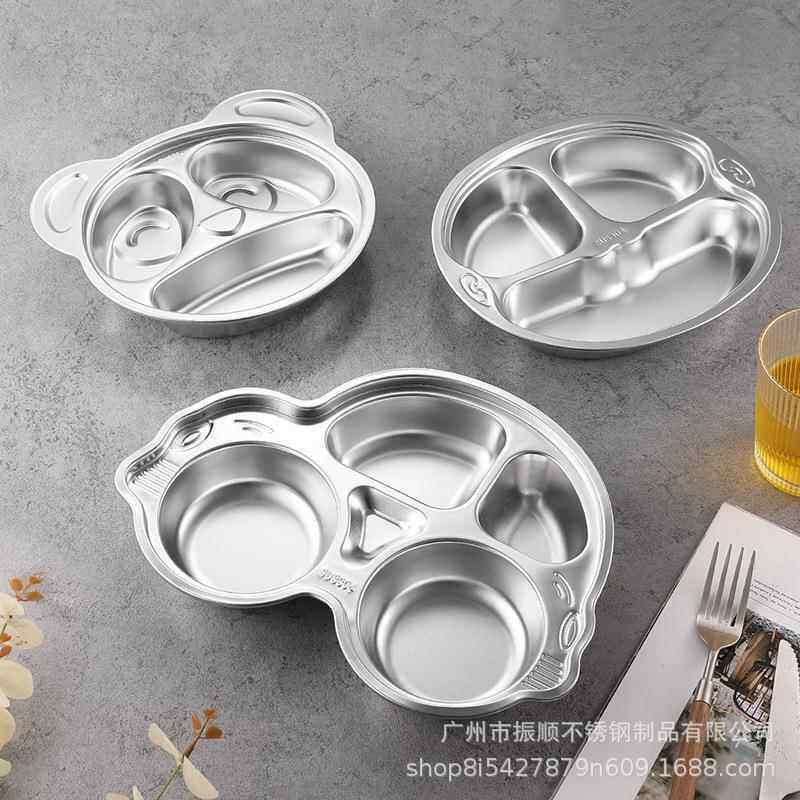 日本不锈钢儿童餐盘316宝宝分格餐具吸盘婴儿分餐辅食盘食品级304