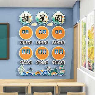 中小学每周月班级之星文化墙贴国学风教室区域卫生图书中队角布置