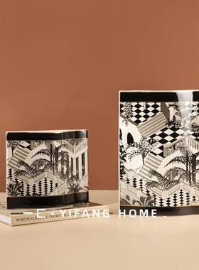 一匚现代轻奢样板房电视柜玄关柜台面花器花瓶摆件售楼处书柜饰品