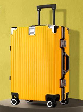 高档深灰色拉杆行李箱结实大耐用铝24男28容量框角加厚超大直密码