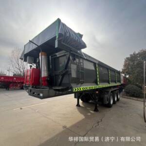 厂家生产后翻自卸半挂车电动篷布前置油缸箱式后翻砂石料运输.车