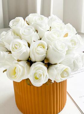 12PCS Rose Artificial Flower for White Wedding Decoration Si