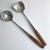 316L不锈钢加长木柄防烫锅铲炒菜铁铲子勺子汤勺家用304铲勺套装