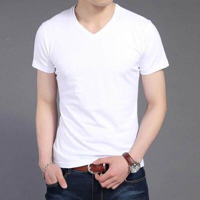 5XL large V-neck short sleeves Men summer breathable T-shirt