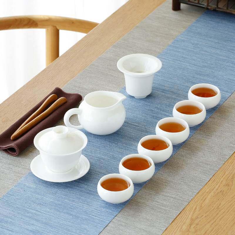 德化白瓷 手工羊脂玉茶壶家用泡茶 单人功夫茶具套装大小容量陶瓷