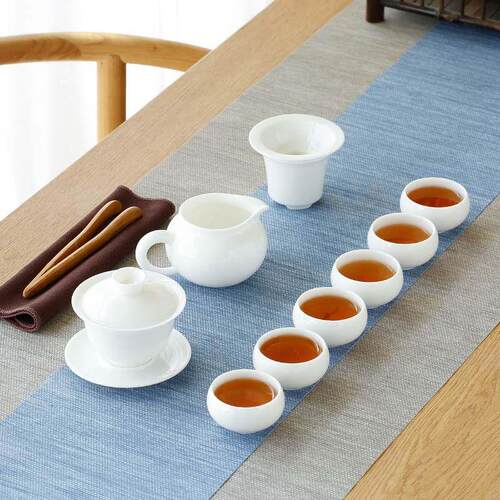 德化白瓷 手工羊脂玉茶壶家用泡茶 单人功夫茶具套装大小容量陶瓷