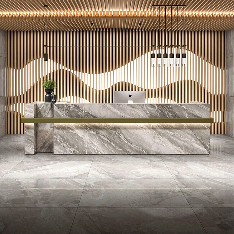 真天然大理石吧台岩板公司前台人造石收银台接待台定制酒店服务台