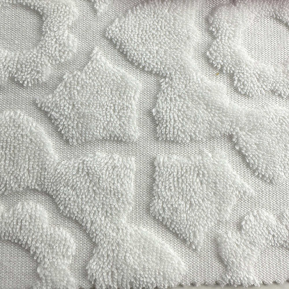 针织提花毛圈提花毛巾布 婴童服装色织吸水面料 CVC大花朵毛巾布