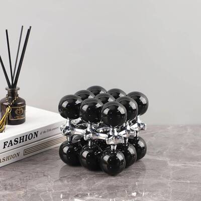 现代简约几何立方体珠点圆球艺术摆件客厅卧室玄关酒店家居装饰品