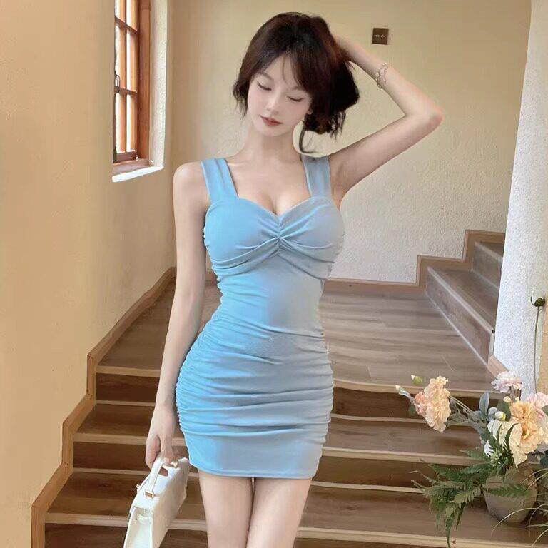 纯欲风露背抹胸吊带连衣裙女2025夏季新款修身高腰显瘦打底包臀裙