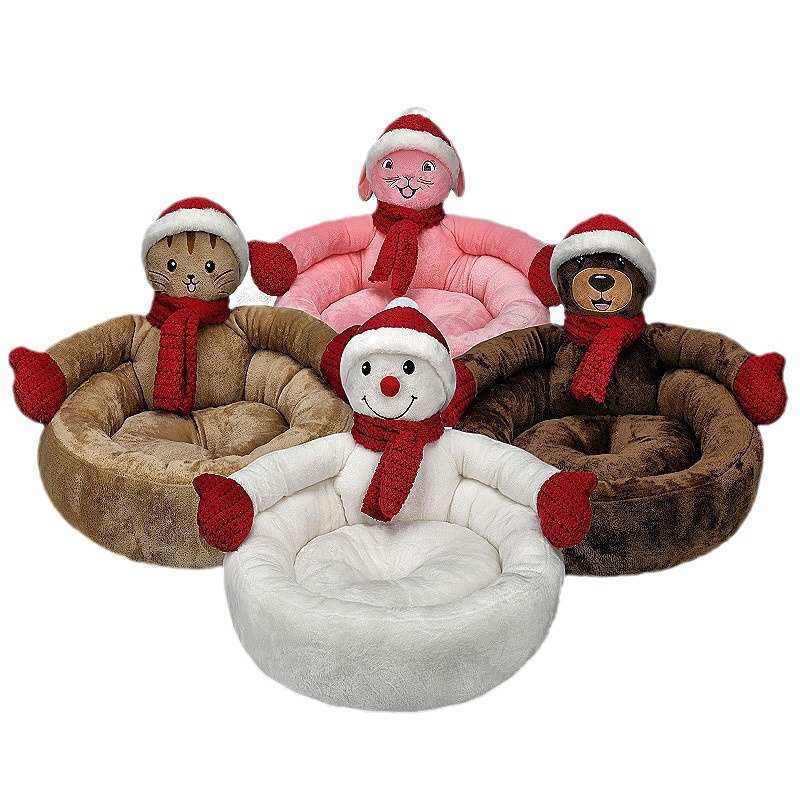 半封闭式狗窝冬天保暖立体卡通猫窝圣诞风格创意中小型犬宠物窝