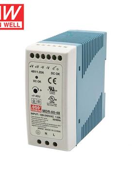 明纬MDR-60导轨式60W开关电源5V12V24V48V小体积DR薄塑料外壳