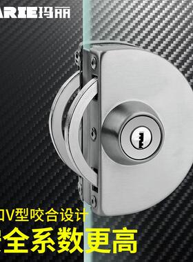 3YV锁54TF1玻璃门免开孔公锈室单开玻璃门锁不钢月牙锁具商铺无框