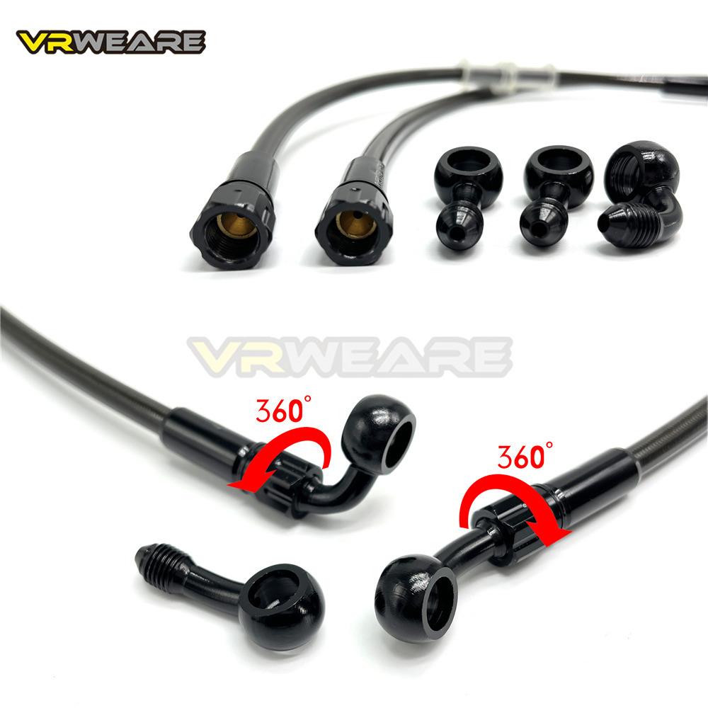 新品跨境热卖摩托车车电动装通用刹车铝头油改管刹刹碟车制动管配