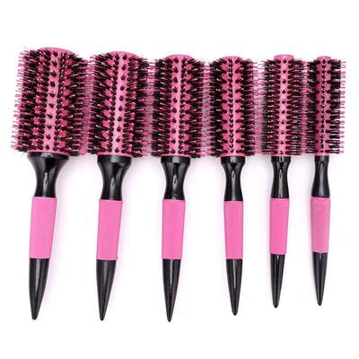 Wooden Round Hair Comb Brush With Boar Bristle Mix Nylon Sty