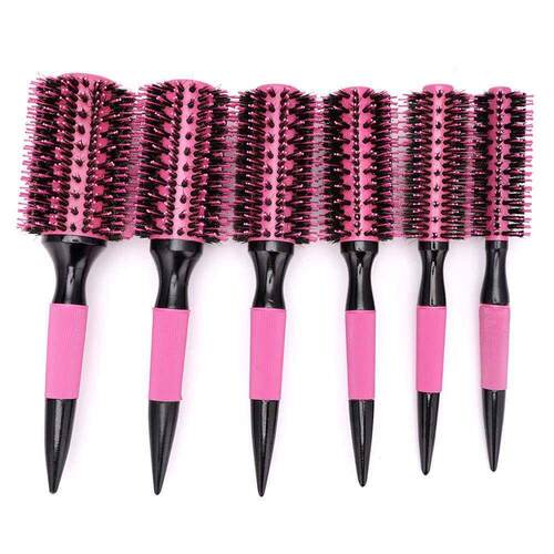 Wooden Round Hair Comb Brush With Boar Bristle Mix Nylon Sty