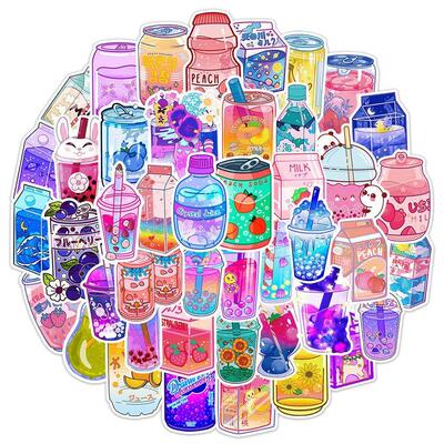 50PCS Cute Drink Aesthetic Stickers Cartoon Decal Scrapbook