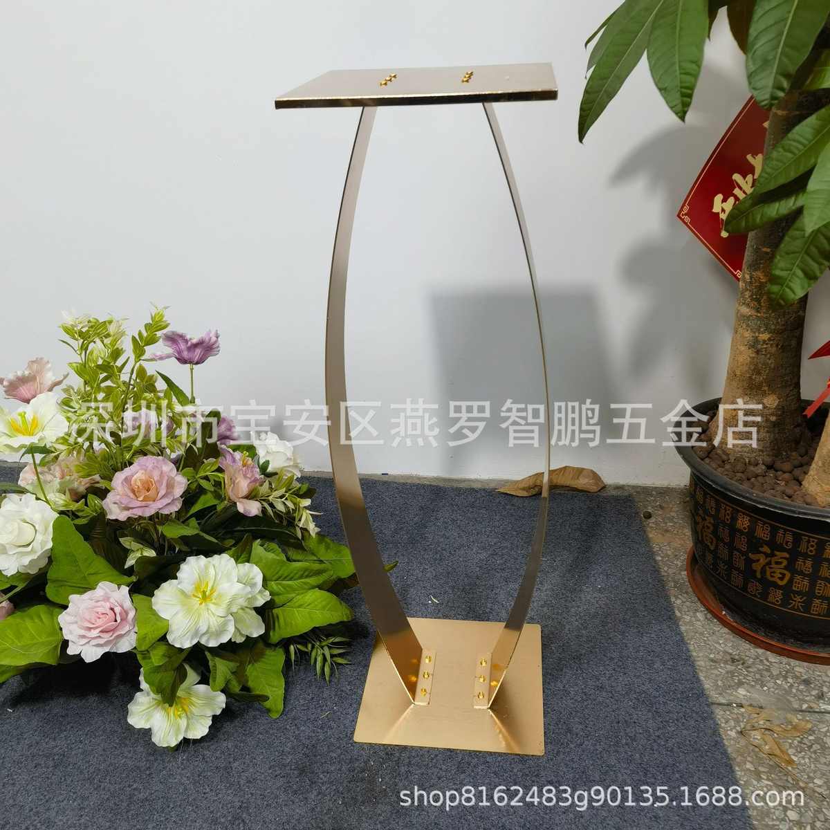 金属陈道具婚庆引婚道具装饰礼花酒店摆件宴会厅路金色美新款器