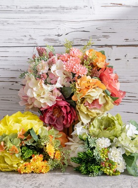 牡丹手厂札花束仿真花家家居饰手捧DY7-15花装玫瑰花墙INS假花Y7-