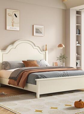 现代简约白色实木床1.8m家用主卧室1.5m单双人储物奶油风美式婚床