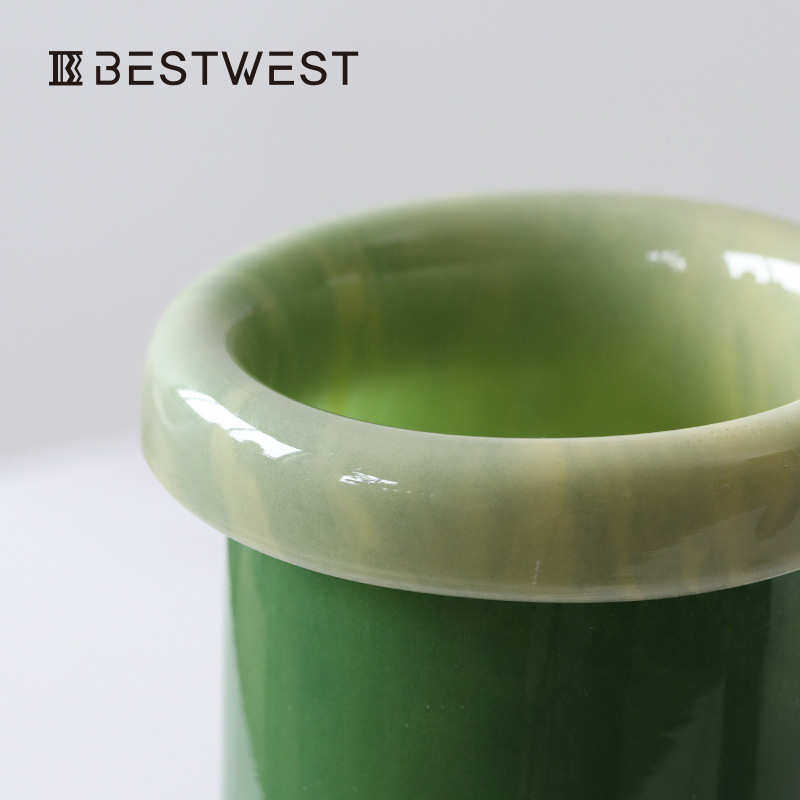 玻璃餐桌口bestwest客厅摆件花瓶新款插花复古筒水培双色艺术直翻,家居饰品,花瓶,淘宝优惠券,粉丝福利购,淘宝优惠卷