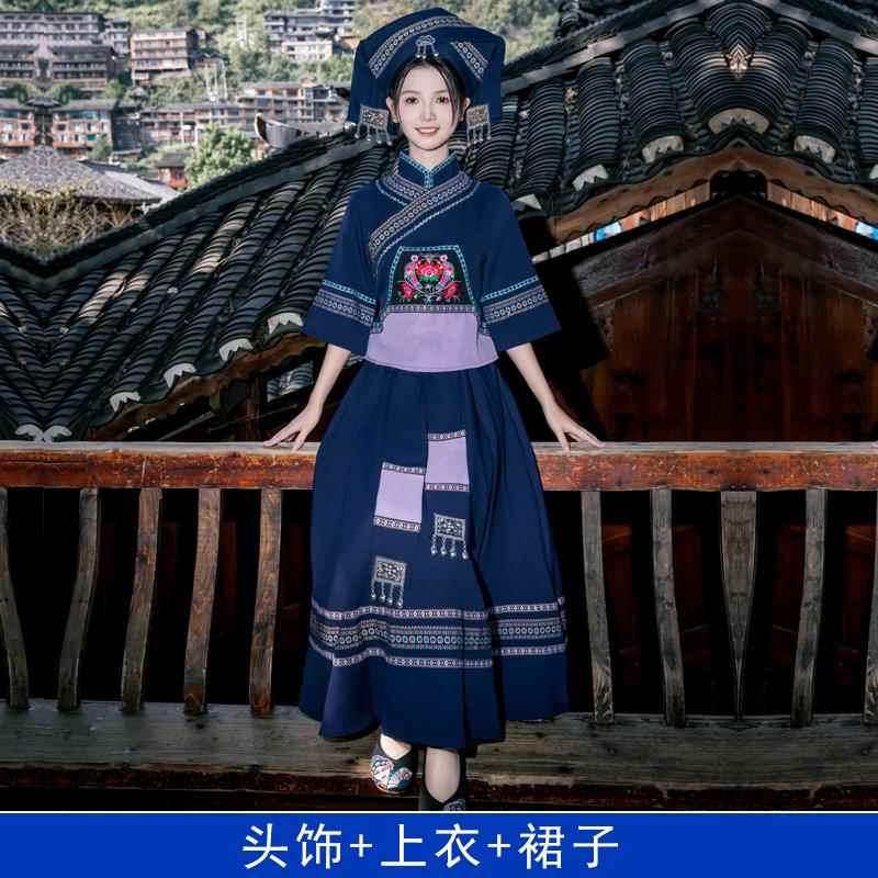 高档服广西壮族三月三服装女族出服演少数民族演出服土家歌圩节舞