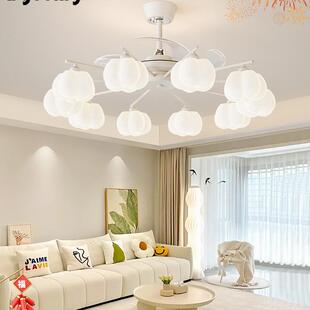 客厅灯带风扇大厅主灯奶油风北欧简约现代卧室餐厅灯静音风扇灯具