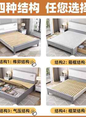 实木床IYJ床美式轻奢现代简约白色.8双人米公主床1.5小户型1储物