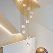 现代设计师轻奢水晶loft长吊灯复式 别墅公寓中空旋转楼梯间吊线灯