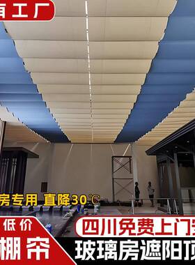 阳光房遮阳顶帘电动手动天棚帘折叠式天棚帘隔热玻璃房顶棚蜂巢帘