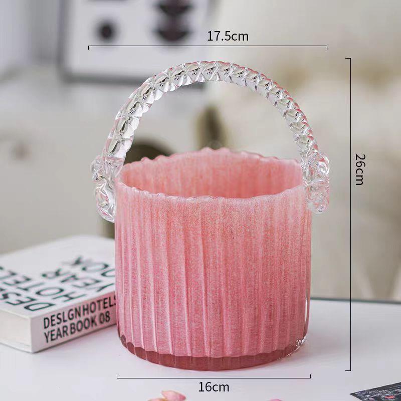 现代简约手提花篮插花琉水养郁金香客厅桌家居面装饰品