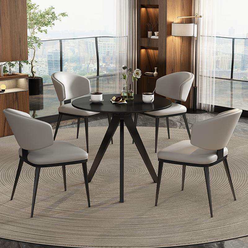 轻奢岩板洽谈桌椅组合酒店售楼处休息区商务会客接待办公小圆桌椅