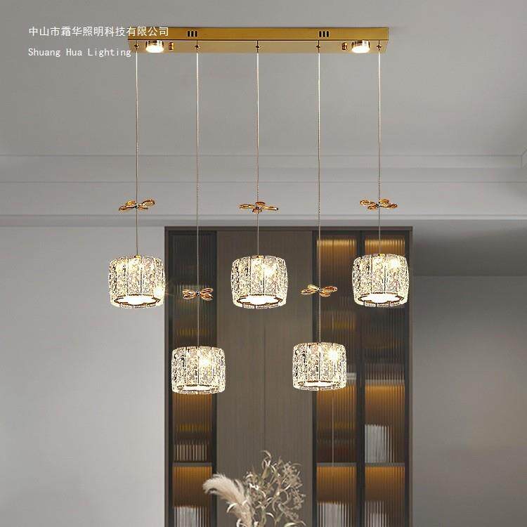 轻奢餐厅灯吊灯现代简约三头餐桌灯创意饭厅灯个性吧台水晶灯具