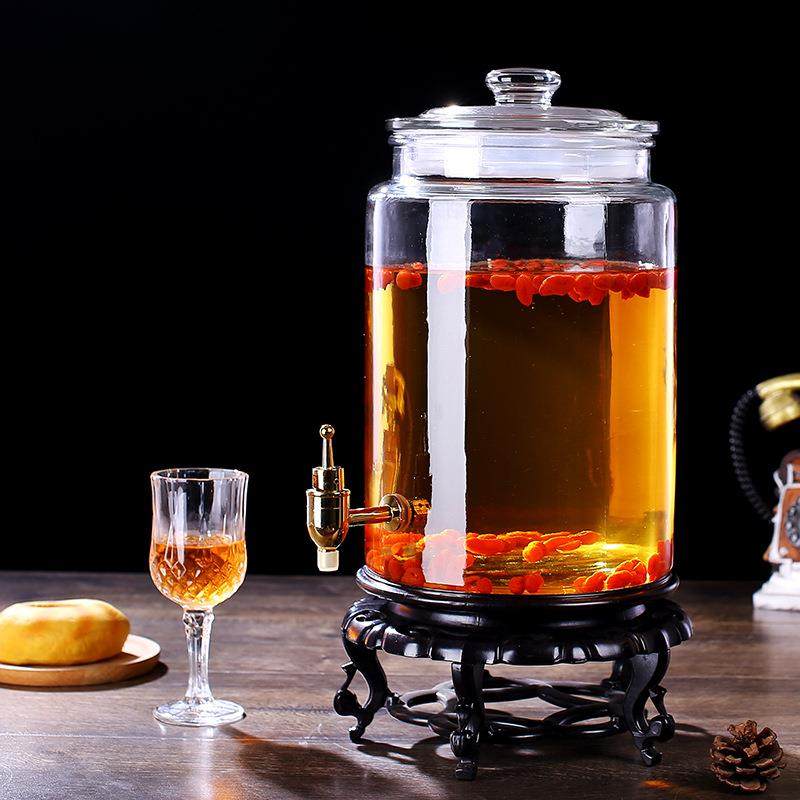 泡酒玻璃瓶带龙头10斤20斤泡酒坛家用透明人参瓶自酿酒罐酒缸