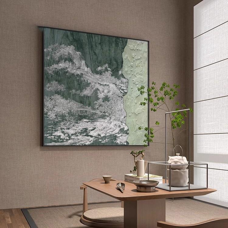 东方美学小众艺术感客厅装饰画新中式书房花鸟图中古风寓意好挂画