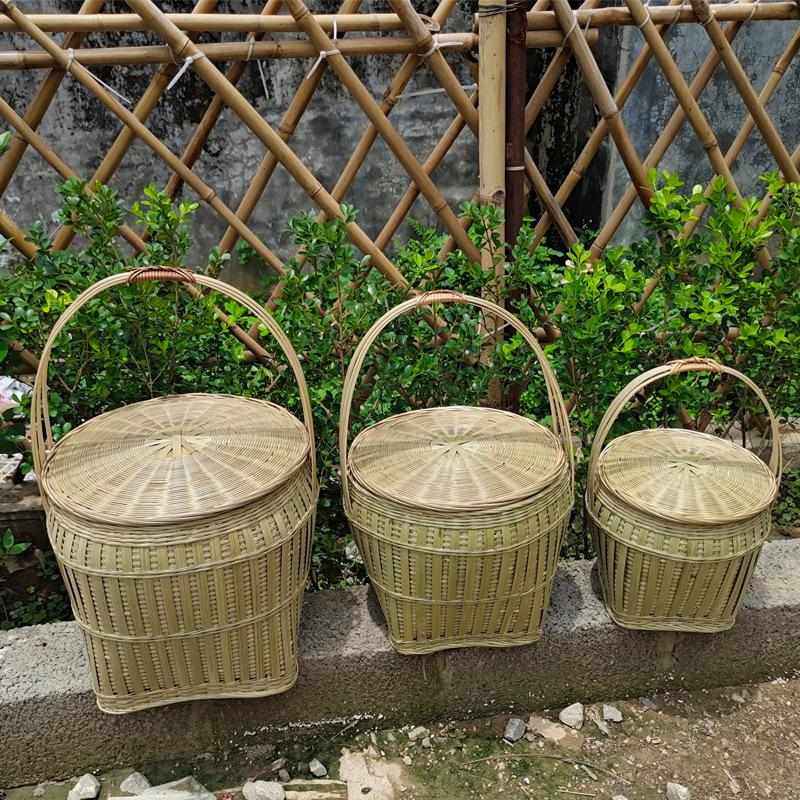 竹编制品收纳竹篮子竹编篮编织收纳篮装鸡蛋篮带盖儿童手提水果篮,特色手工艺,竹编/竹雕,淘宝优惠券,粉丝福利购,淘宝优惠卷