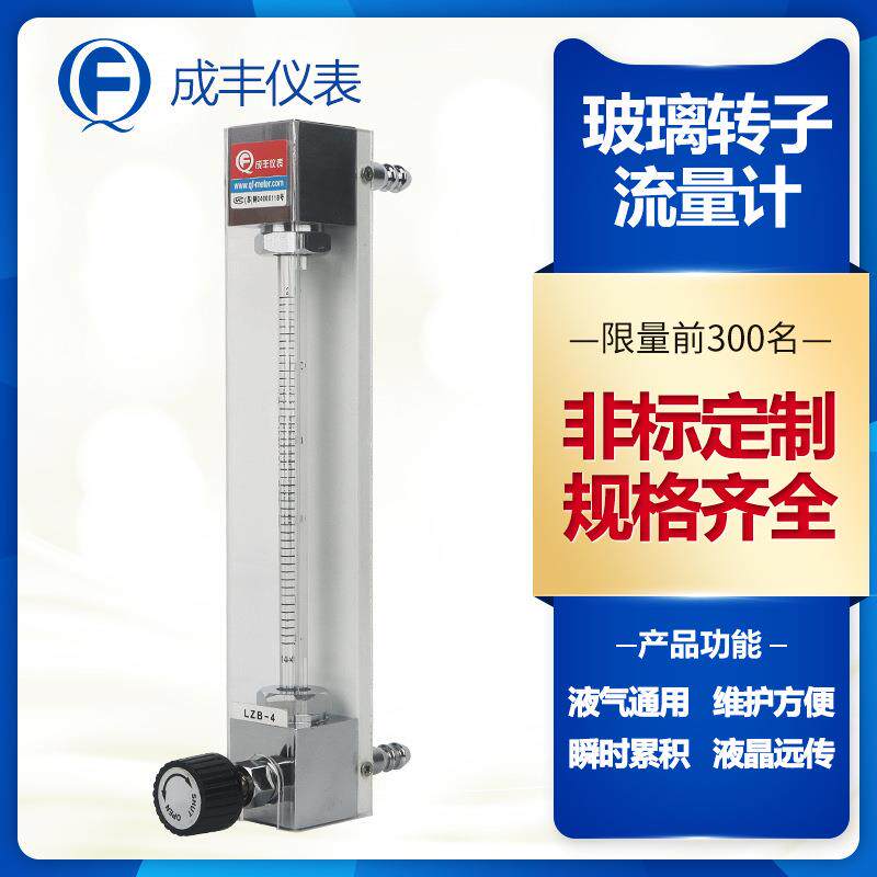 成丰厂家LZB-10F玻璃转子流量计液体气体流量计全不锈钢防腐款