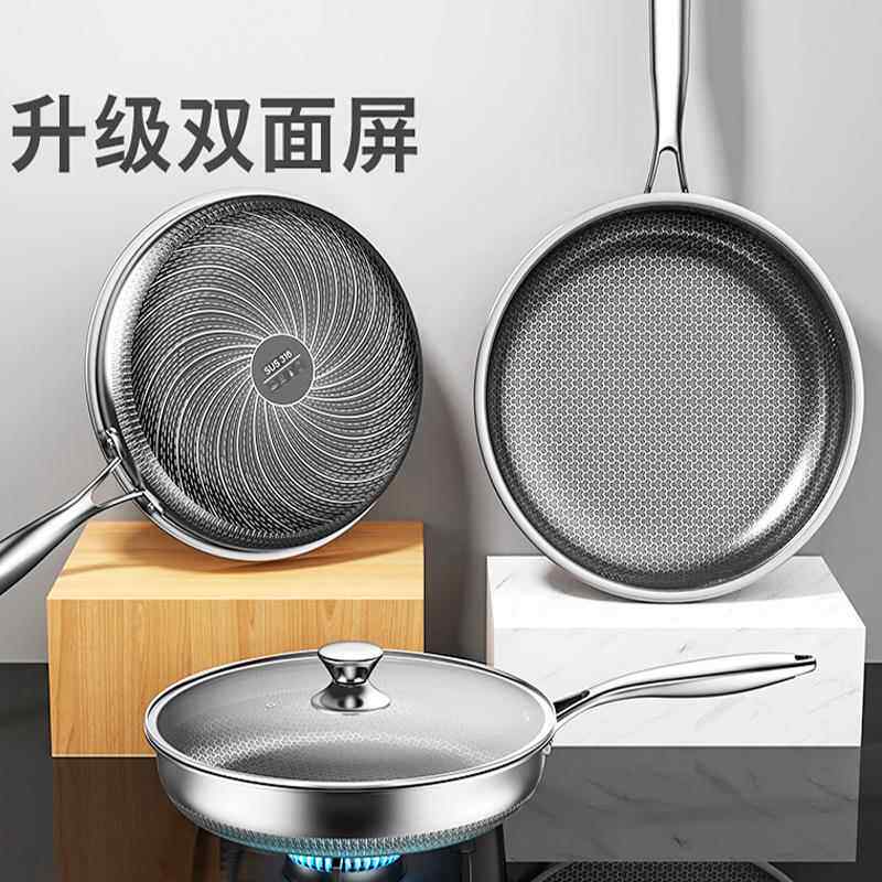 德国FZY不锈钢深煎锅煎炒不粘锅家用煎蛋煎饼锅燃气灶两用平底锅