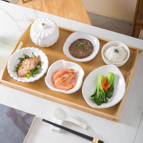 月子餐具套装陶瓷医院产妇带盖的碗碟盘一人食月子中心专用带托盘