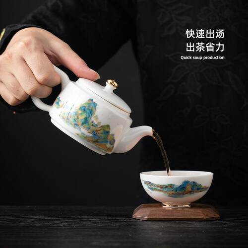 便携式快客杯一壶二杯白瓷泡茶壶茶杯简易户外露营旅行茶具小套装
