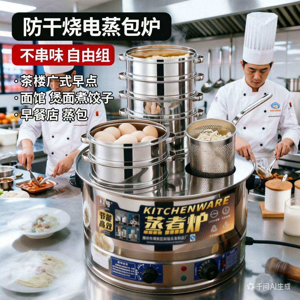 商用电蒸炉小笼包蒸包炉小型包子机电蒸笼多功能早餐煮面蒸饺蒸锅