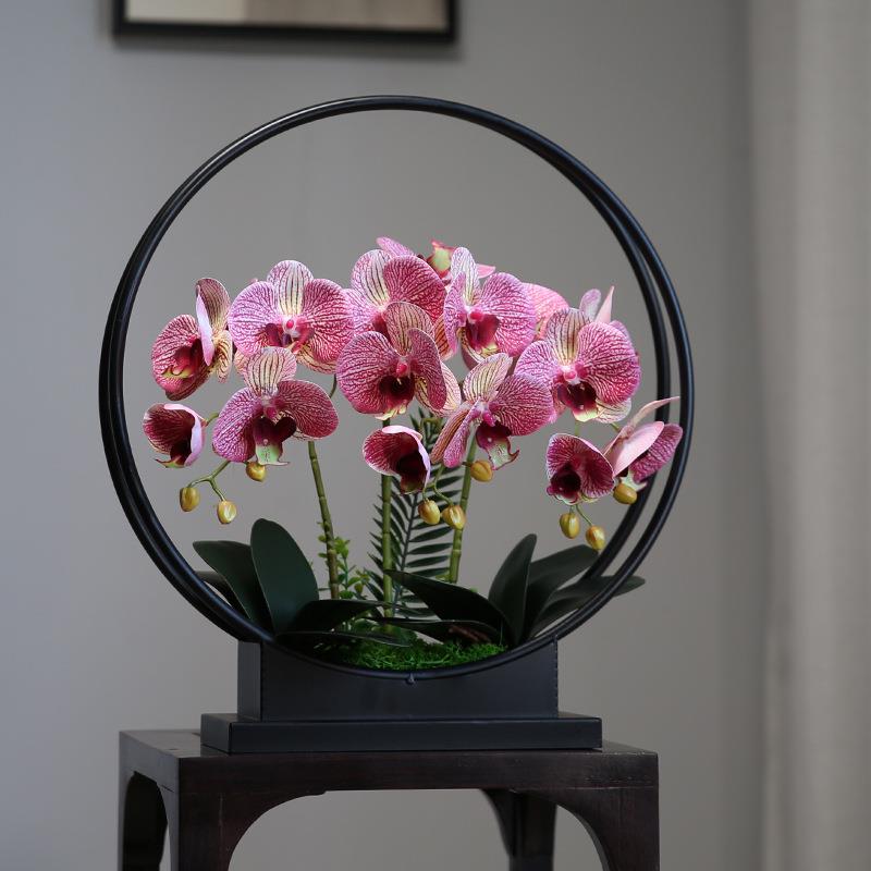 仿真花假花摆设客厅餐桌花摆花铁艺蝴蝶兰花盆栽轻奢高档花艺摆件
