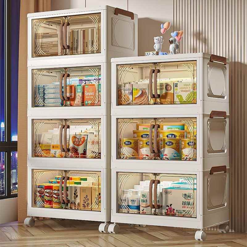 折叠免安装双开门加架厚家用大轮容量收纳柜YPR卧室厅置物带储客