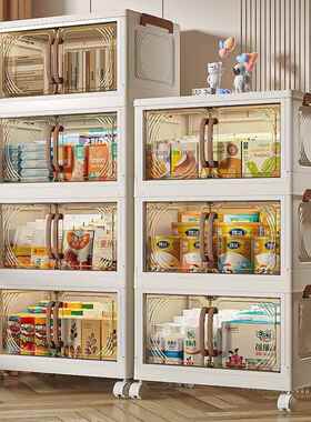 折叠免安装双开门加架厚家用大轮容量收纳柜YPR卧室厅置物带储客